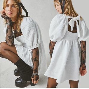 NWT Free People Coquette Babydoll White Violet Mini Dress